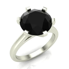 Black Diamond Engagement Ring Round Cut 14K White Gold
