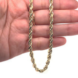 Rope Chain Necklace Men Women 6mm 10K Real Gold - Yellow Gold