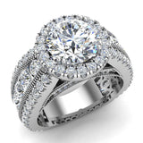 Moissanite Engagement Rings 14K Gold Real Diamond accented Ring 4.90 ct-G,SI - White Gold