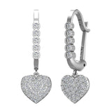 Heart Diamond Dangle Earrings Dainty Drop Style 14K Gold 0.75 ct-I,I1 - White Gold