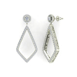1.82 Ct Magnificent Diamond Dangle Earrings delicate Kite Halo Stud 14K Gold-I,I1 - White Gold