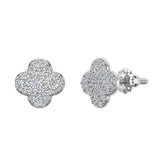 Luck Charm Clover Pave Cluster Diamond Stud Earrings 1/2 ct 14K Gold-G,SI - White Gold