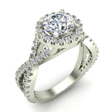 1.56 Ct Infinity Style Shank Halo Diamond Engagement Ring-14K Gold-G,SI - White Gold
