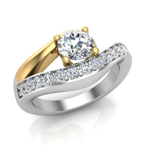 0.80 ct Engagement Ring Round Solitaire Diamond 2-tone 18K Gold VS