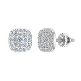 Cushion Cluster Diamond Stud Earrings 0.48 ct 18K Gold-G,VS - White Gold
