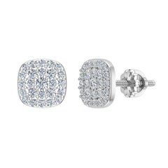 Cushion Cluster Diamond Stud Earrings 0.48 ct White Gold
