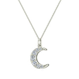 Crescent Dainty Charm Diamond Necklace 18K Gold 0.24 ct-G,SI - White Gold