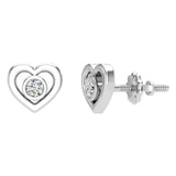 Diamond Earrings Heart Shape Studs Bezel Settings 10K Gold-J,SI2-I1 - White Gold