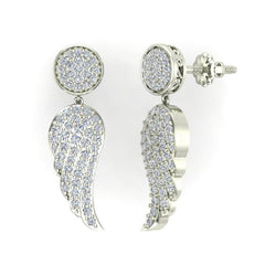 Fashion Statement Diamond Drop Earrings Intriguing Angel Wing White Gold