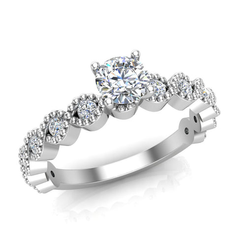 14K Gold Evil Eye Engagement Ring Round Cut Diamond 0.65 carat-I1 - White Gold