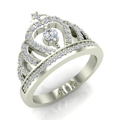 Fashion Princess Tiara Crown Diamond Ring 0.50 carat total weight Band Style White Gold