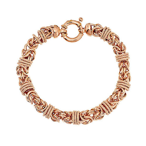 Bronze Polished & Textured Byzantine Bracelet by Bronzo Italia