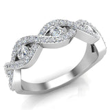 14K Gold Intertwined Diamond Wedding Ring 0.75 Carat (I,I1) - White Gold