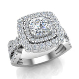 Cushion Cut Diamond Engagement Rings Halo Style 18K Gold 2.12 ct-VS - White Gold