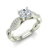 Solitaire Diamond Braided Shank Engagement Ring 18K Gold-G,VS - White Gold
