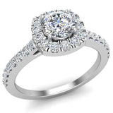 Cushion Halo Diamond Ring Round Brilliant 14K Gold 0.75 ctw I-I1 - White Gold