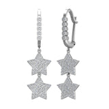 Star Diamond Dangle Earrings Dainty Drop Style 14K Gold 1.78 ct-G,SI - White Gold