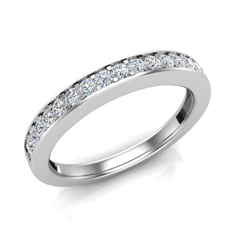 Diamond wedding band princess cut quad illusion wedding ring 18K Gold 0.40 ct VS - White Gold