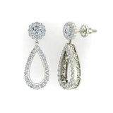 1.66 Ct Fashion Diamond Dangle Earrings Artisanal Tear Drop 14K Gold-I,I1 - White Gold