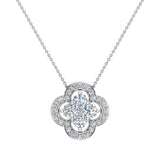 0.80 cttw Loop style Flower Cluster Diamonds Necklace 14K Gold-I,I1 - White Gold