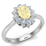 November Birthstone Citrine Oval 14K Gold Diamond Ring 0.80 ct tw - White Gold