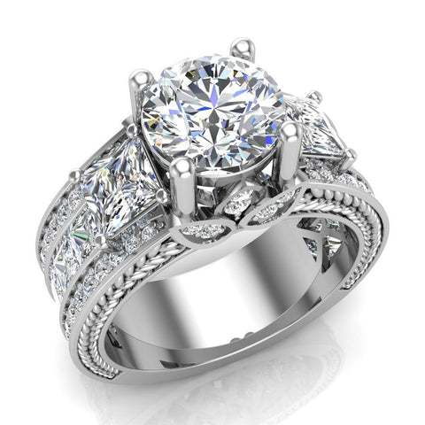 Moissanite Engagement Ring For Women Accent diamond 4.85ct 18K Gold-VS - White Gold