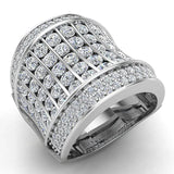 4.32 Ct Crossover Diamond Dome Ring 14K Gold (G,SI) - White Gold