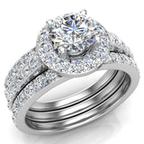 Diamond Wedding Ring Set for Women Round brilliant Halo Rings 14K Gold 1.70 carat - Rose Gold