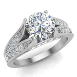 Solitaire Diamond Four Pronged Tapered Shank Wedding Ring 14K Gold-G,SI - White Gold