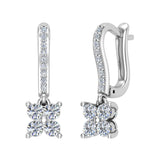 Diamond Cluster Dangle Diamond Earrings 14K Gold (G,SI) - White Gold