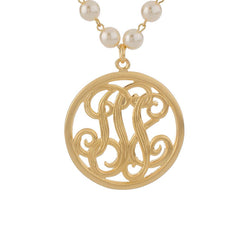 John Wind Studio Monogram Pendant with 18-3/4" Simulated Pearl Necklace