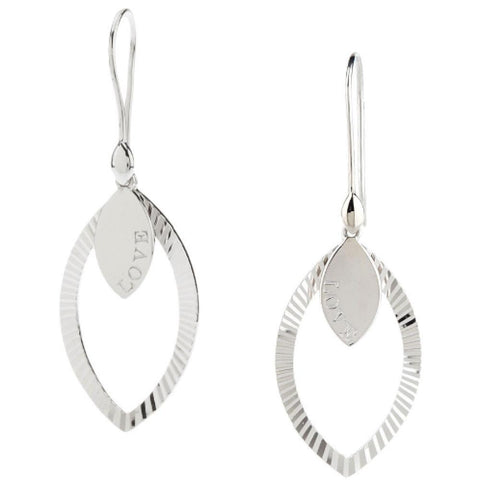 Mary Margrill Sterling "Love" Petal Marquise Drop Earrings