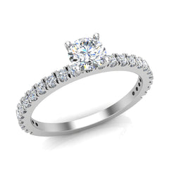 Exquisite French Pave Set Round Diamond Engagement Ring White Gold 