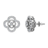 18K Gold Diamond Stud Earrings Flower Shape 0.82 carat-G,VS - White Gold