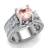Morganite Engagement Ring Accented Diamonds 4.85 CTW 18K Gold VS - White Gold