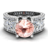 Morganite Engagement Ring Accented Diamonds 4.85 CTW 18K Gold VS - White Gold