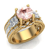 Morganite Engagement Ring Accented Diamonds 4.85 CTW 14K Gold I1 - Yellow Gold