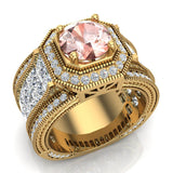 Morganite Engagement Ring 14K Gold 7.30 mm 6.35 carat-I,I1 - Yellow Gold