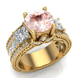 Morganite Engagement Ring for Women 8mm 5.35 ct 14K Gold SI - Yellow Gold