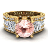 Morganite Engagement Ring Accented Diamonds 4.85 CTW 18K Gold VS - Yellow Gold