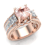 Morganite Engagement Ring Accented Diamonds 4.85 CTW 18K Gold VS - Rose Gold