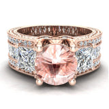 Morganite Engagement Ring Accented Diamonds 4.85 CTW 14K Gold SI - Rose Gold