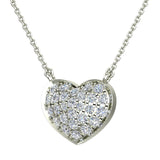 Dainty puffed heart diamond necklace White Gold Finish Sterling Silver 1/3 ctw - White Gold