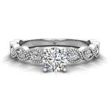 Milgrain Round Diamond Engagement Ring Luscious Marquise Design 14K Gold 0.60 ct-I,I1 - White Gold