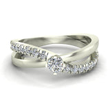 Minimalist Twin Shank Promise Diamond Ring 14K Gold 0.40 CT-I,I1 - White Gold