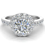 1 ct Halo Style Round Diamond Engagement Ring For Women 14k-I,I1 - White Gold