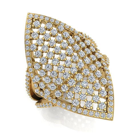 Alluring Marquise Shape Diamond Cocktail Ring 1.54 ctw 14K Gold Glitz Design (G,I1) - Yellow Gold
