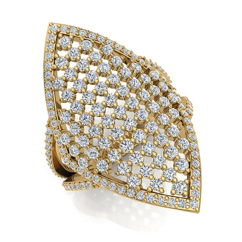 Alluring Marquise Shape Diamond Cocktail Ring 1.54 ctw 18K Gold Glitz Design (G,SI) - Yellow Gold