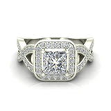 Diamond Engagement Ring for Women GIA Princess Cut Halo Rings 18K Gold 1.50 ct G-VS - White Gold