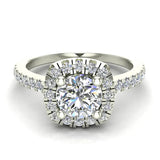 Ravishing Round Cushion Halo Diamond Wedding Ring 1.15 ctw 14K Gold (G,I1) - White Gold